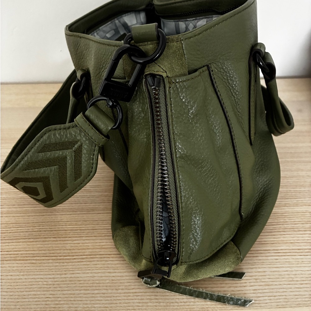 Aimee Kestenberg Olive Army Green Leather Satchel with Embroidered Strap - Picture 4 of 8